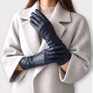 Vintage Navy Leather Gloves